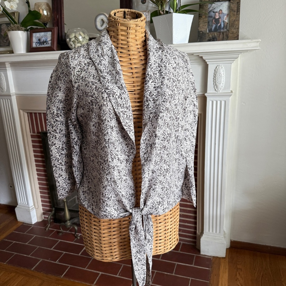 Y2K Da-Nang silk tie front coverup blouse Small